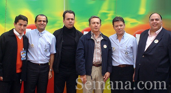 En la imagen: Germán Chica, Óscar Iván Zuluaga, J. J. Rendón, Álvaro Uribe, Juan Manuel Santos.  Foto: Semana.com